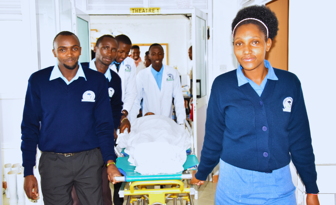 Students undertaking theatre and patient movement training